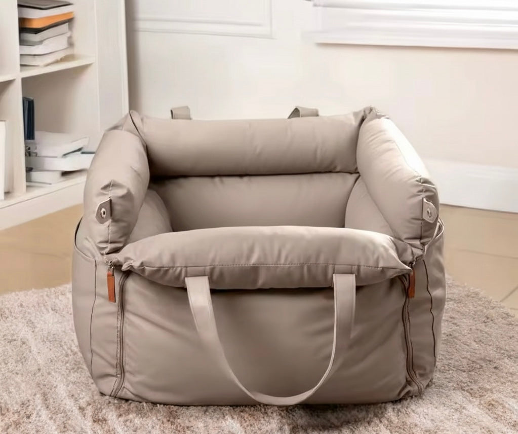 Plush Dog Car Seat with Safety Belt | Water-Repellent | 55x50x45cm | Lightweight & Portable