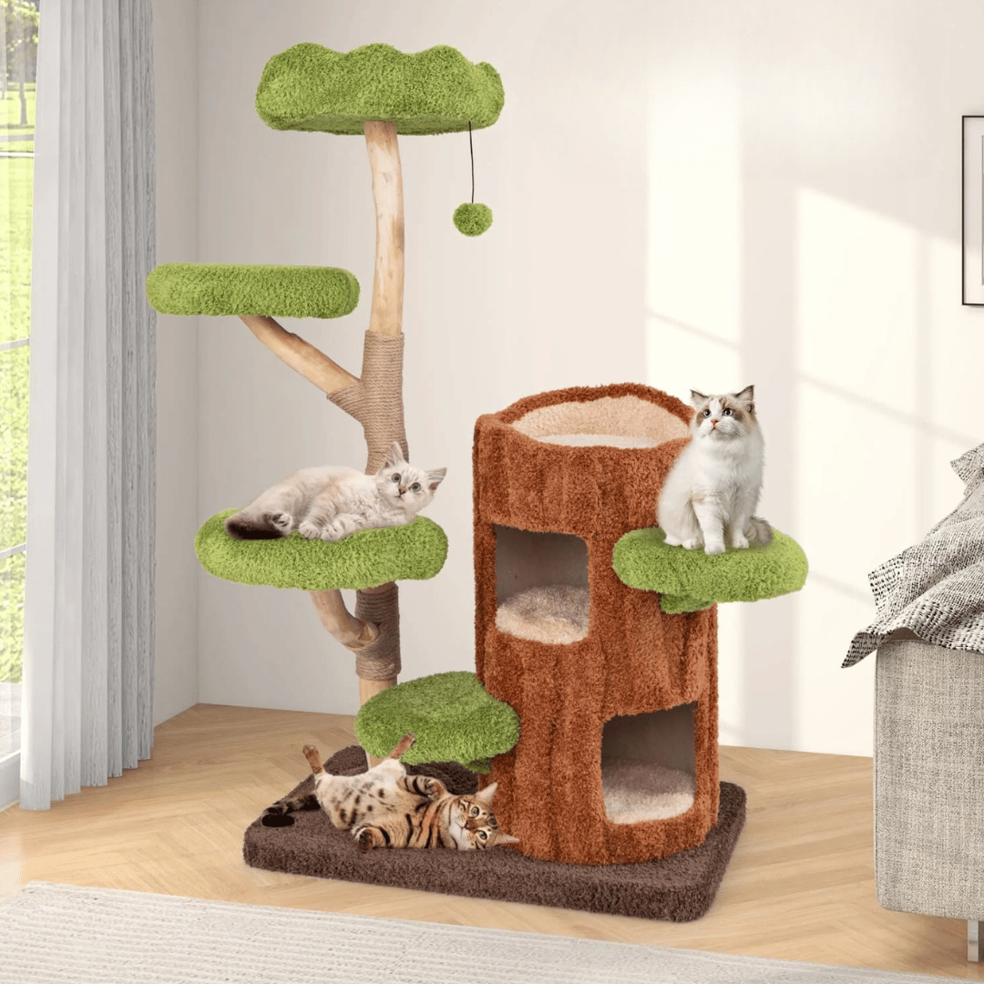 Purr-Perch | Cat Tree for Large Cats with Spacious Condo Nests | Multi-Level Cat Tower for Active Play and Relaxation