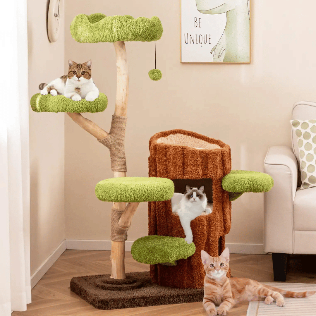 Purr-Perch | Cat Tree for Large Cats with Spacious Condo Nests | Multi-Level Cat Tower for Active Play and Relaxation