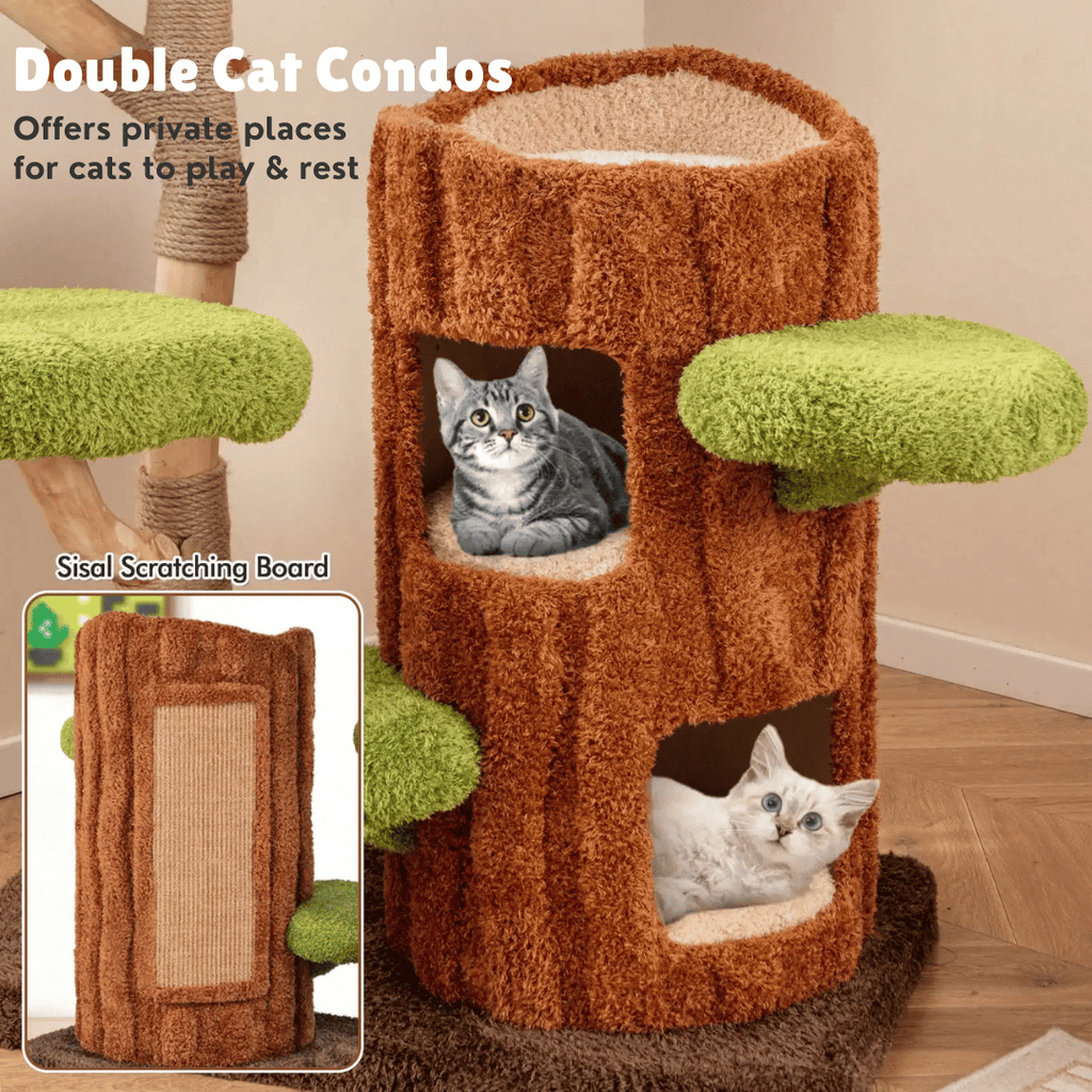 Purr-Perch | Cat Tree for Large Cats with Spacious Condo Nests | Multi-Level Cat Tower for Active Play and Relaxation