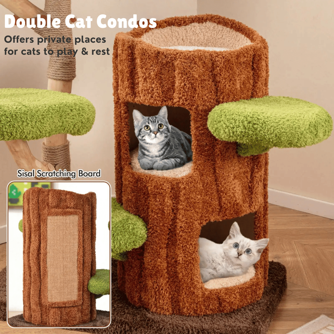 Purr-Perch | Cat Tree for Large Cats with Spacious Condo Nests | Multi-Level Cat Tower for Active Play and Relaxation