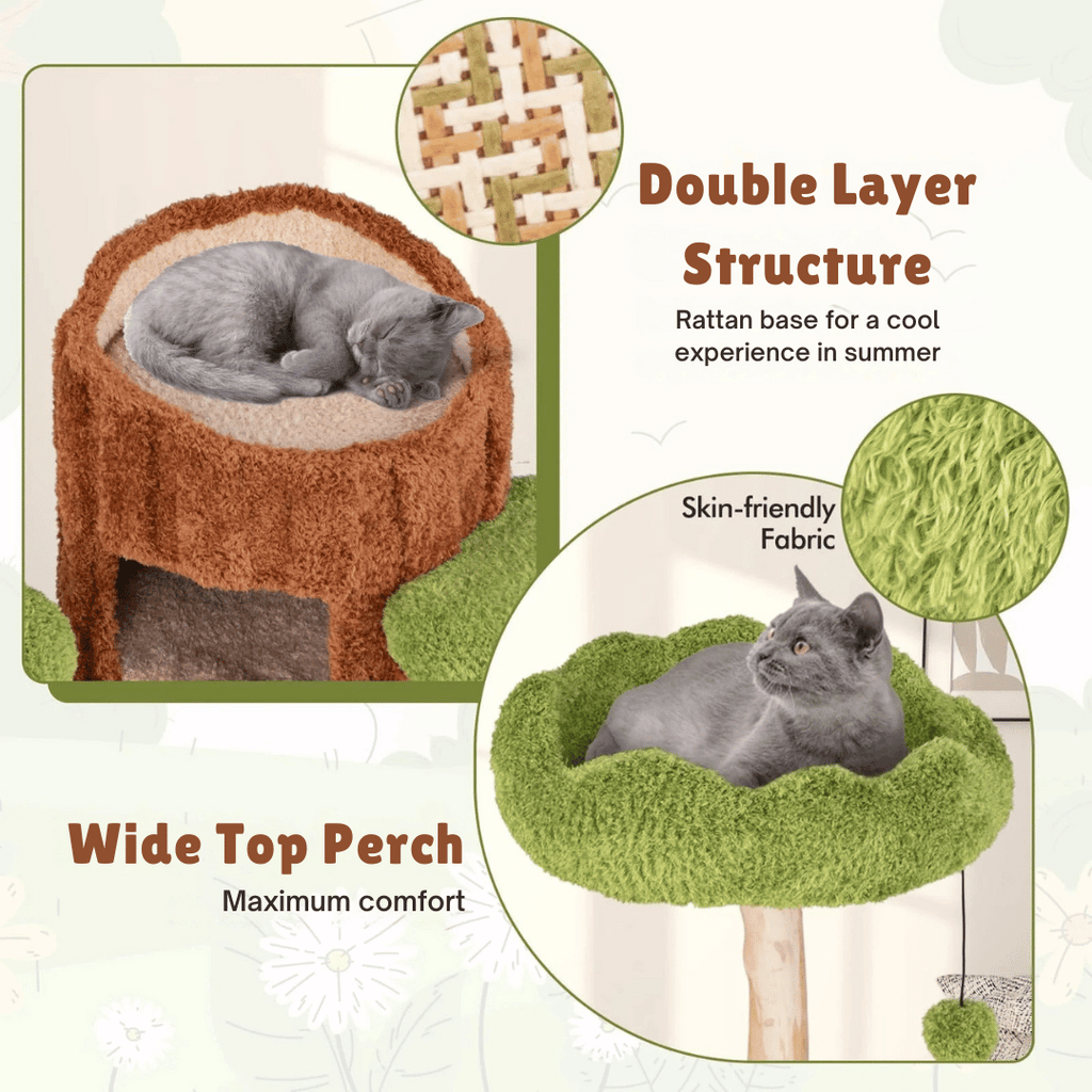 Purr-Perch | Cat Tree for Large Cats with Spacious Condo Nests | Multi-Level Cat Tower for Active Play and Relaxation