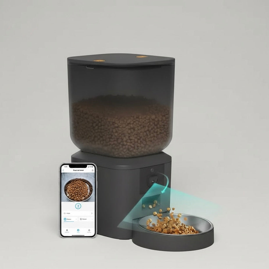 Smart Automatic Pet Feeder with Camera & Two-Way Audio | 8L | 6 Meals | Stainless Steel Bowl