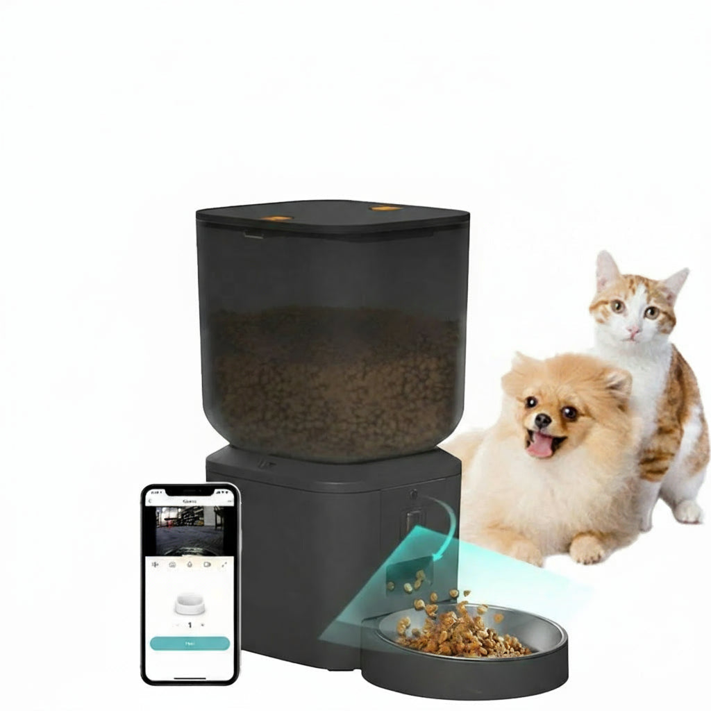 Smart Automatic Pet Feeder with Camera & Two-Way Audio | 8L | 6 Meals | Stainless Steel Bowl