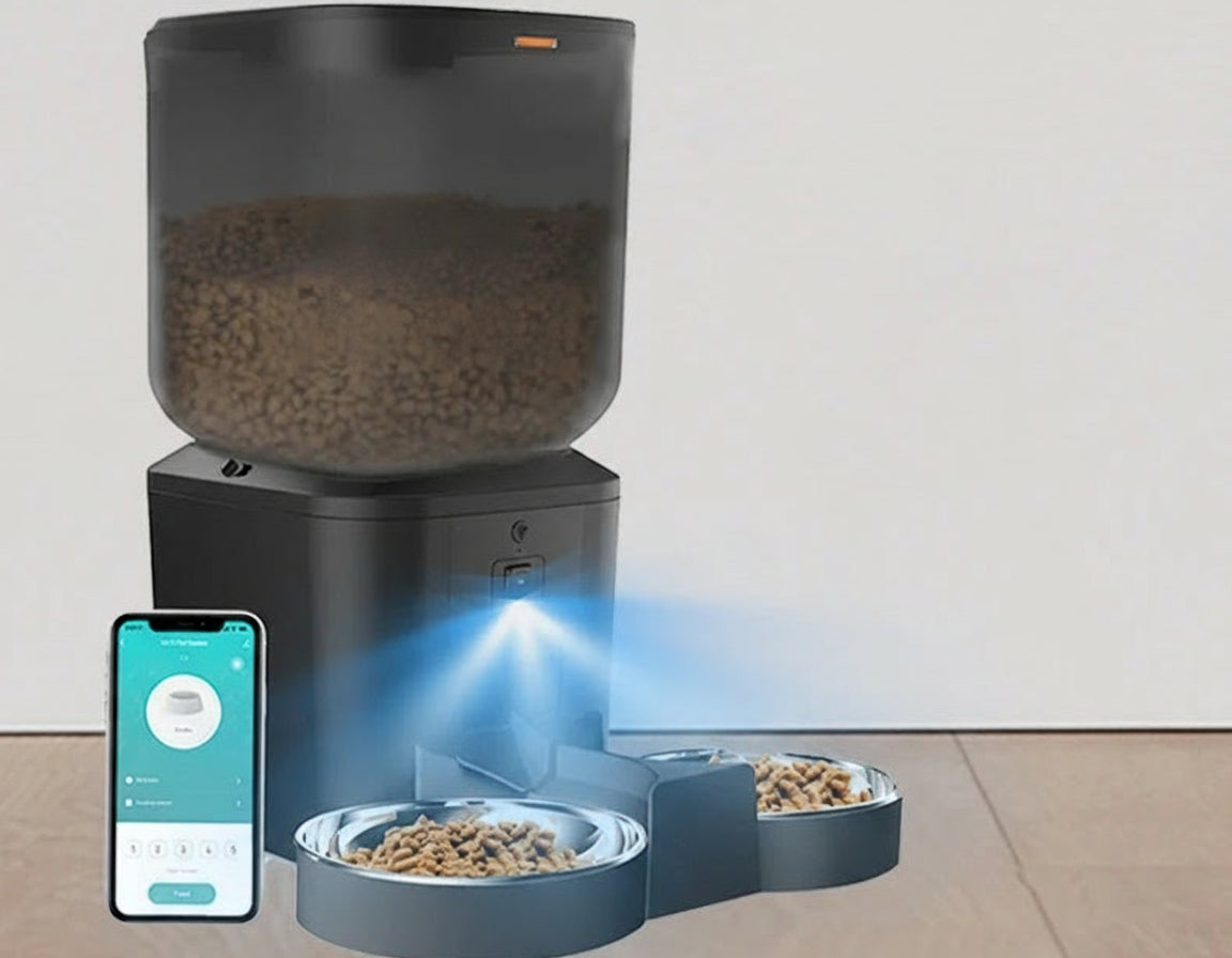 Smart Automatic Pet Feeder with Camera & Two-Way Audio | 8L | 6 Meals | Stainless Steel Bowl