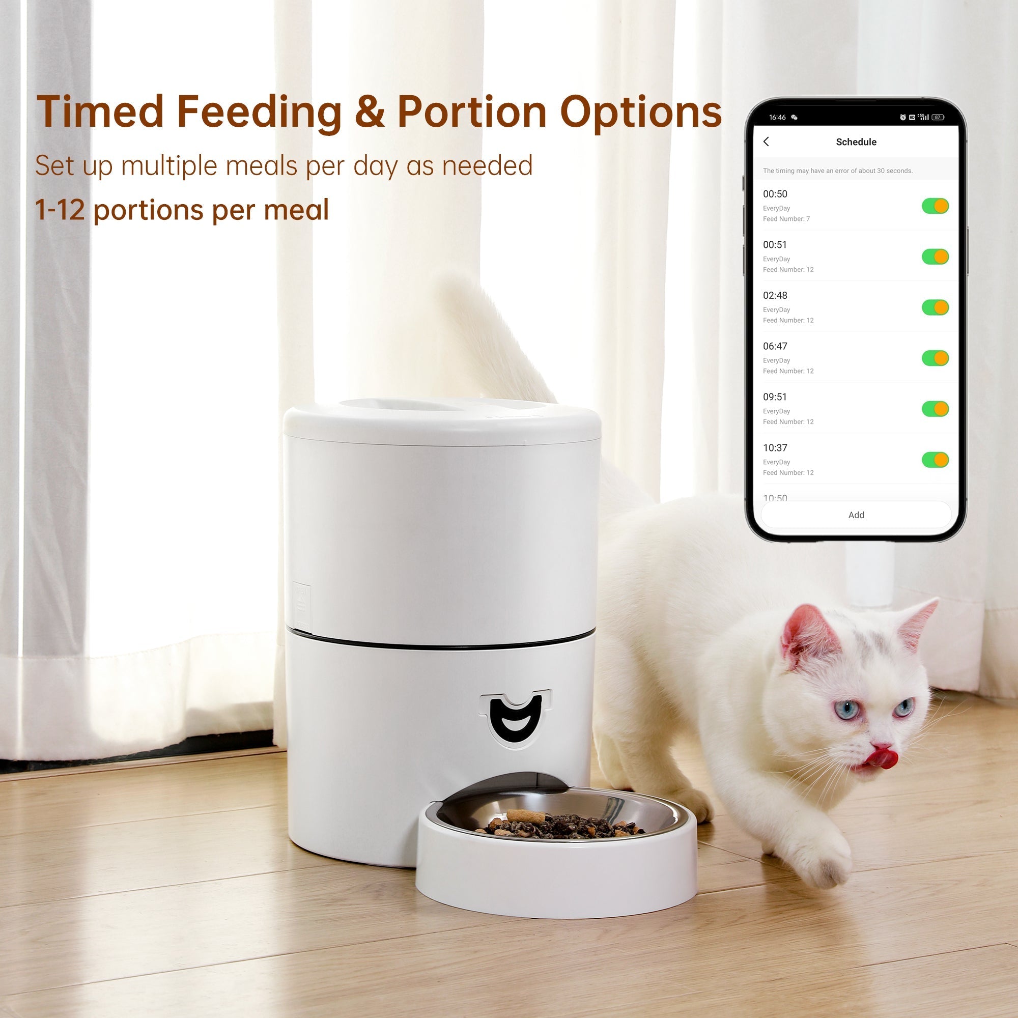 4L Automatic Pet Feeder – App-Controlled with Scheduling & Battery Backup