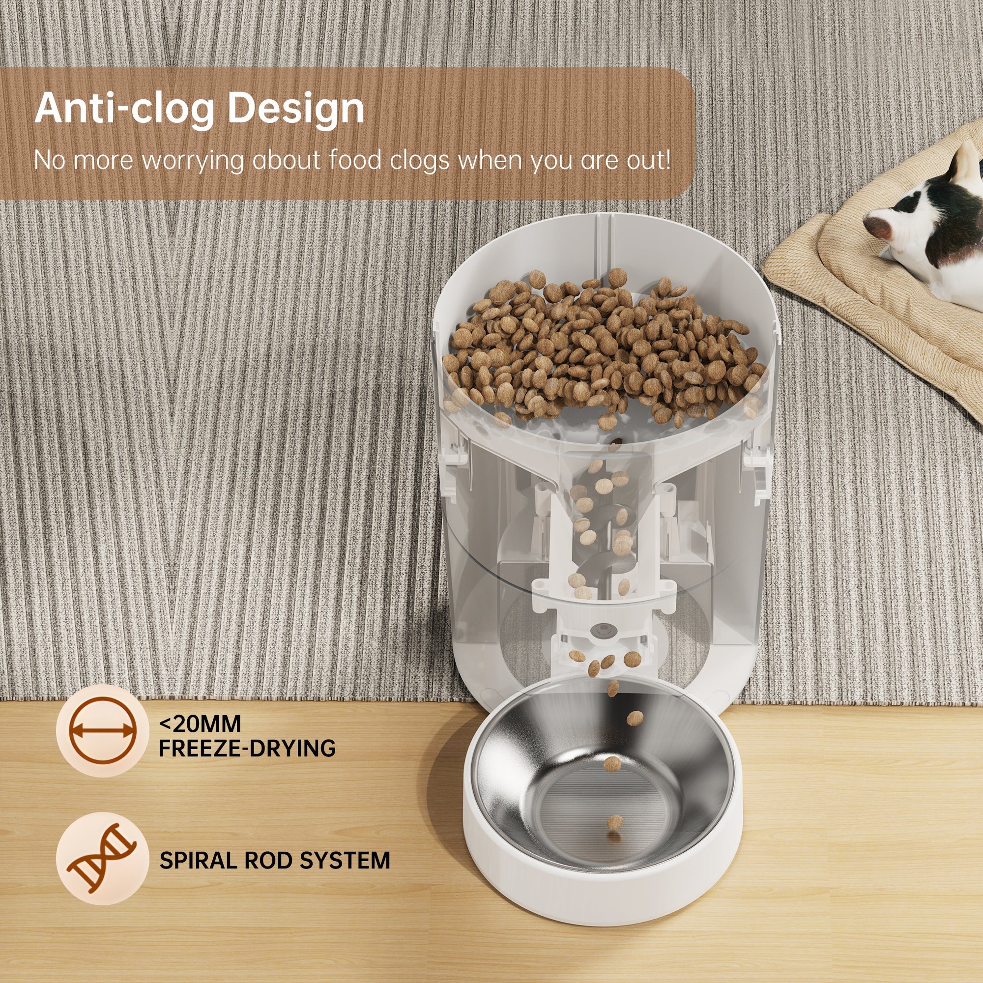4L Automatic Pet Feeder – App-Controlled with Scheduling & Battery Backup