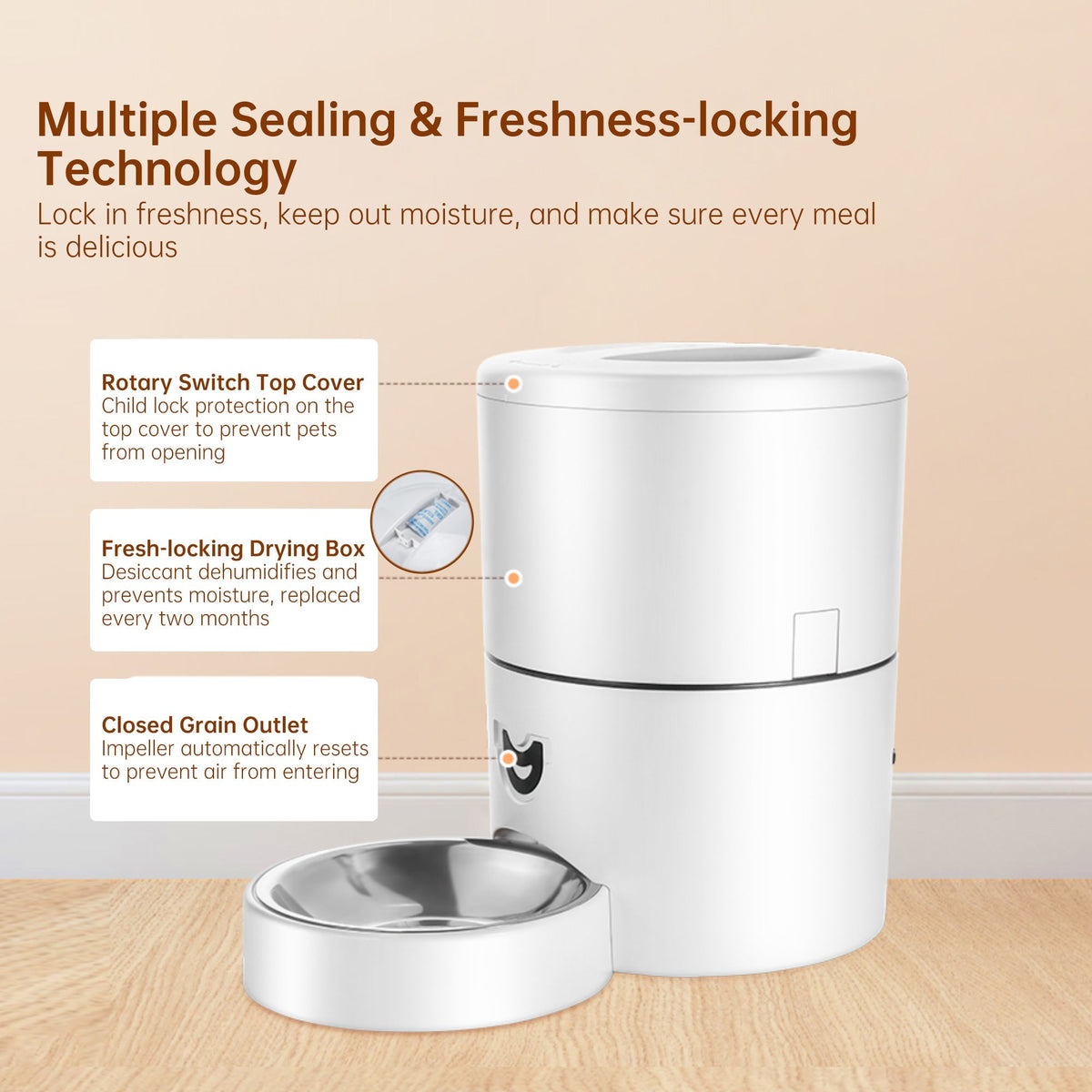 4L Automatic Pet Feeder – App-Controlled with Scheduling & Battery Backup