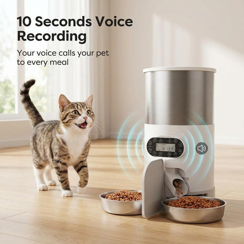 4.5L Automatic Pet Feeder – App Control, Voice Recording & Dual Bowl Option