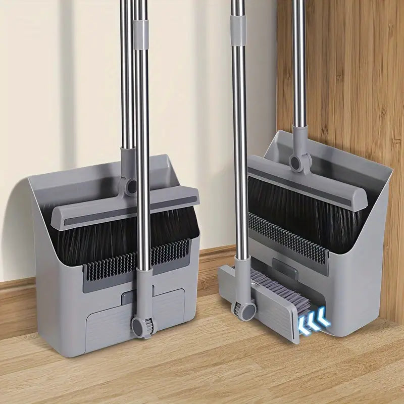 Broom & Dustpan Set with Built-In Hair Comb – Ergonomic & Space-Saving