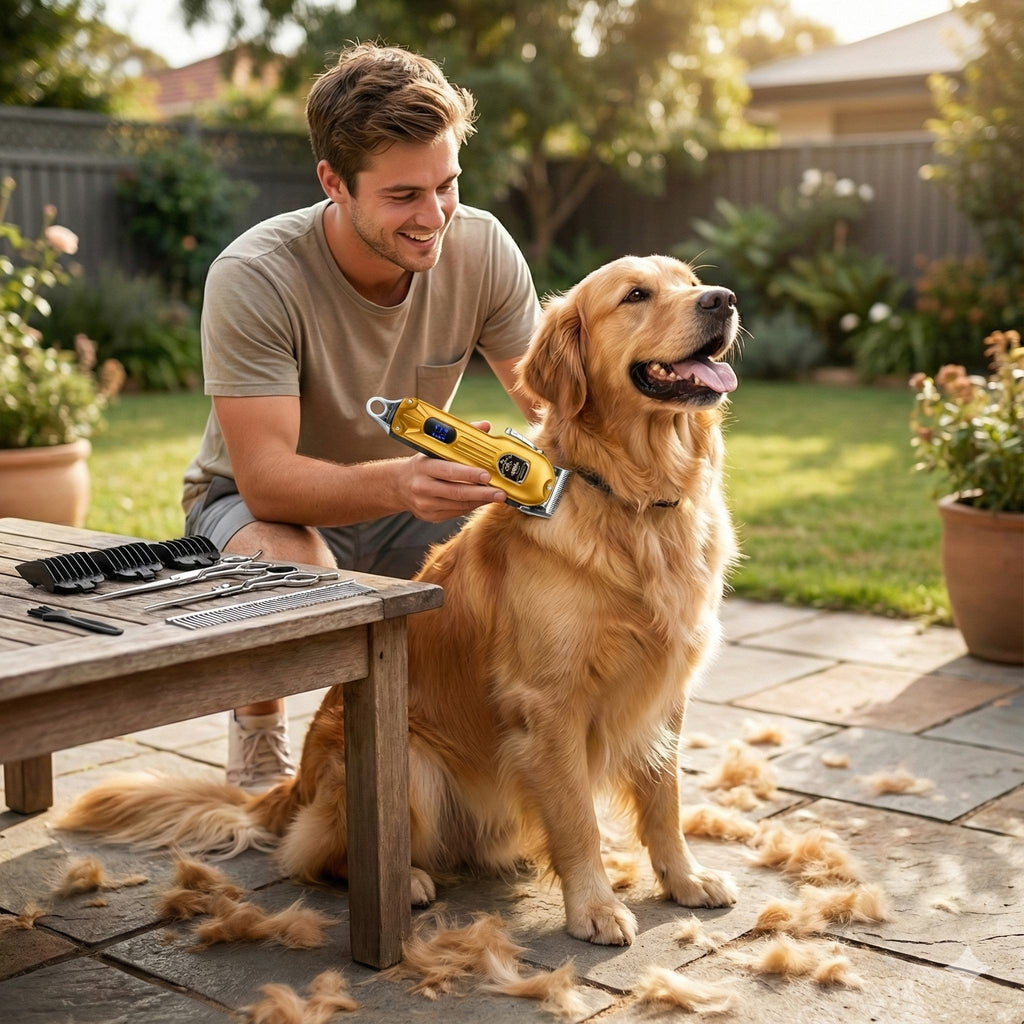 Dog Grooming Kit – 7000 RPM Cordless Clipper with All-Metal Body & 4 Guide Combs