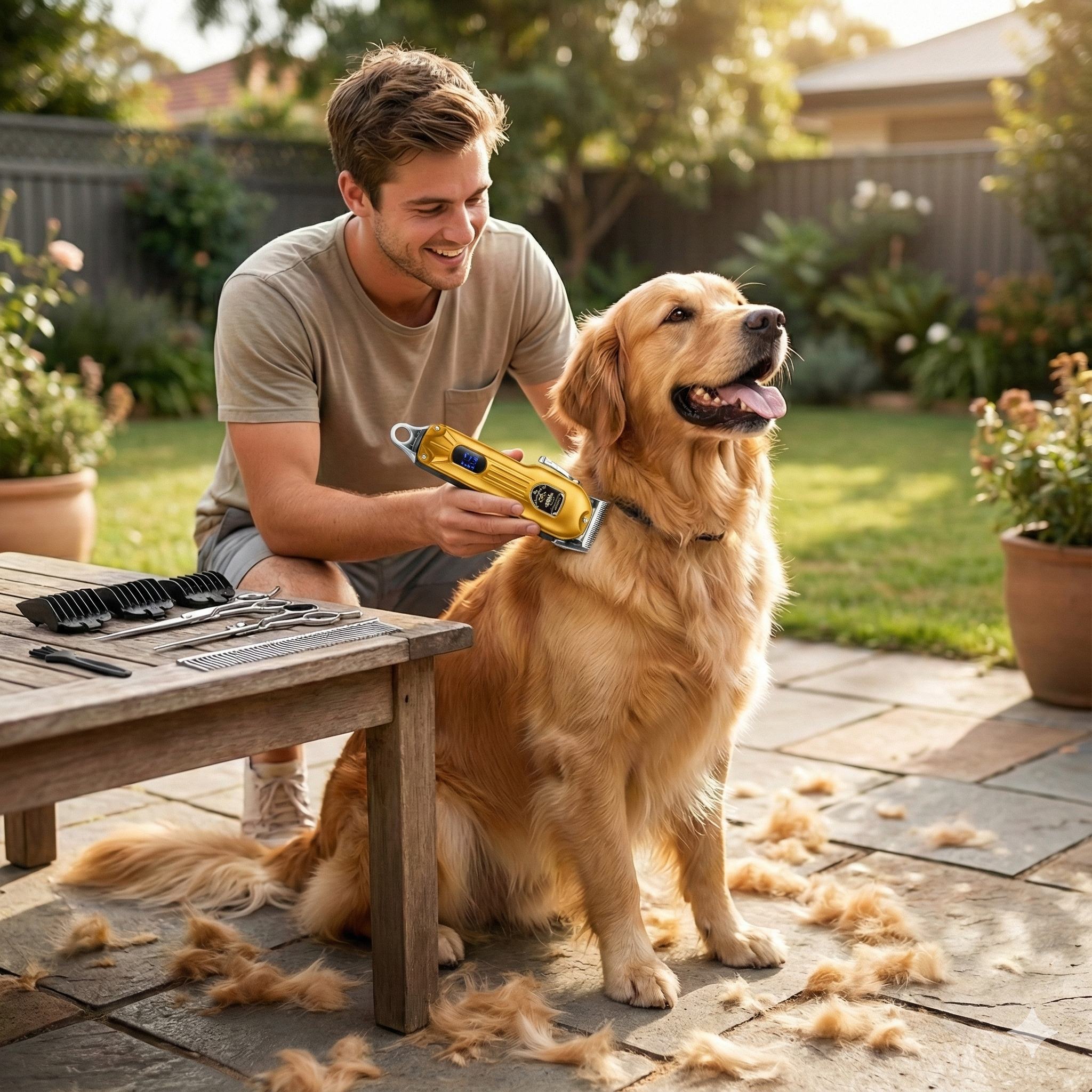 Dog Grooming Kit – 7000 RPM Cordless Clipper with All-Metal Body & 4 Guide Combs