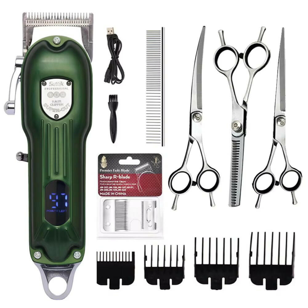 Dog Grooming Kit – 7000 RPM Cordless Clipper with All-Metal Body & 4 Guide Combs