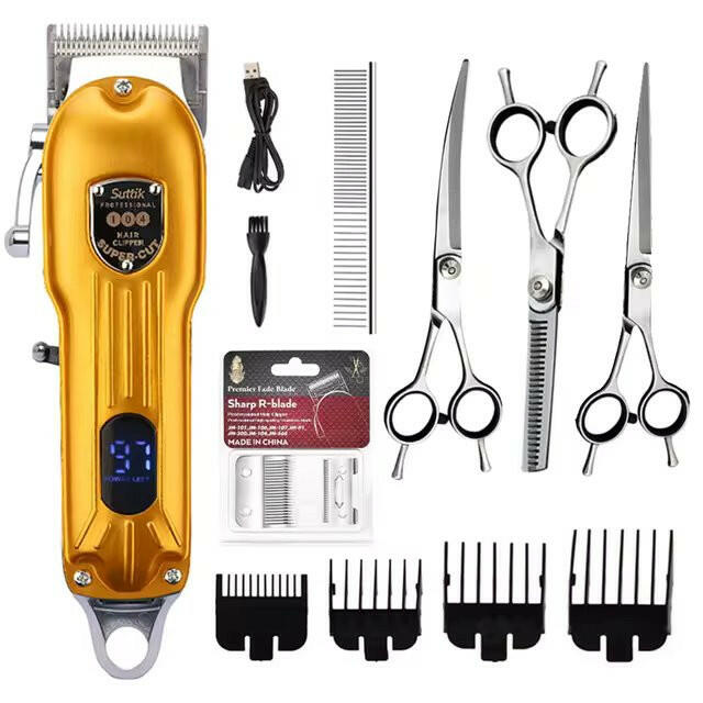 Dog Grooming Kit – 7000 RPM Cordless Clipper with All-Metal Body & 4 Guide Combs