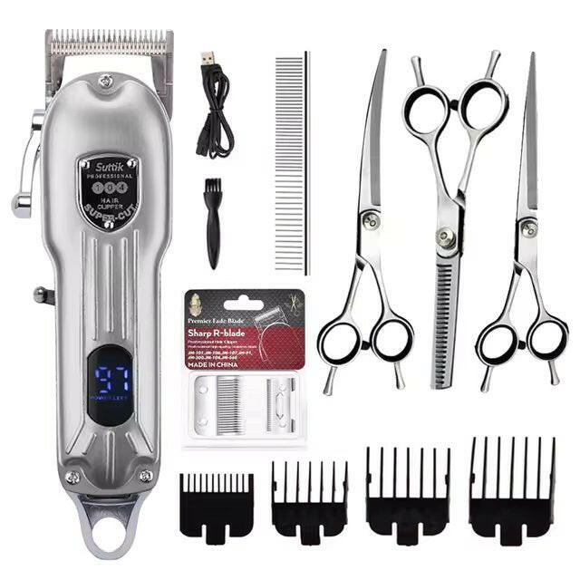 Dog Grooming Kit – 7000 RPM Cordless Clipper with All-Metal Body & 4 Guide Combs