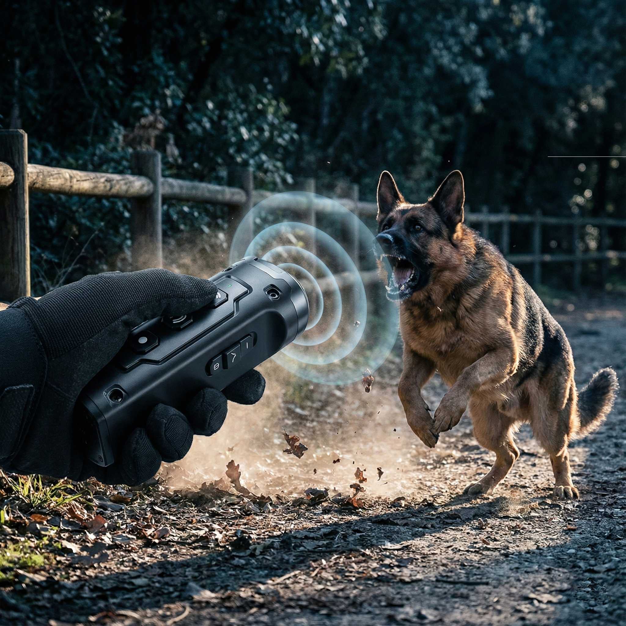 Ultrasonic Dog Training Device – 3 Sonic Emitters, 50ft Range & LED Flashlight