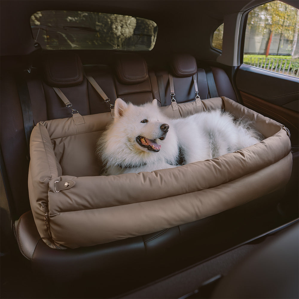 Dog Car Seat Booster – Faux Leather with Plush Padding & Non-Slip Base