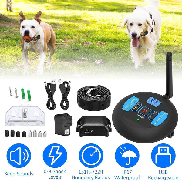Wireless Dog Fence System – Adjustable 1650ft Range & Portable Design